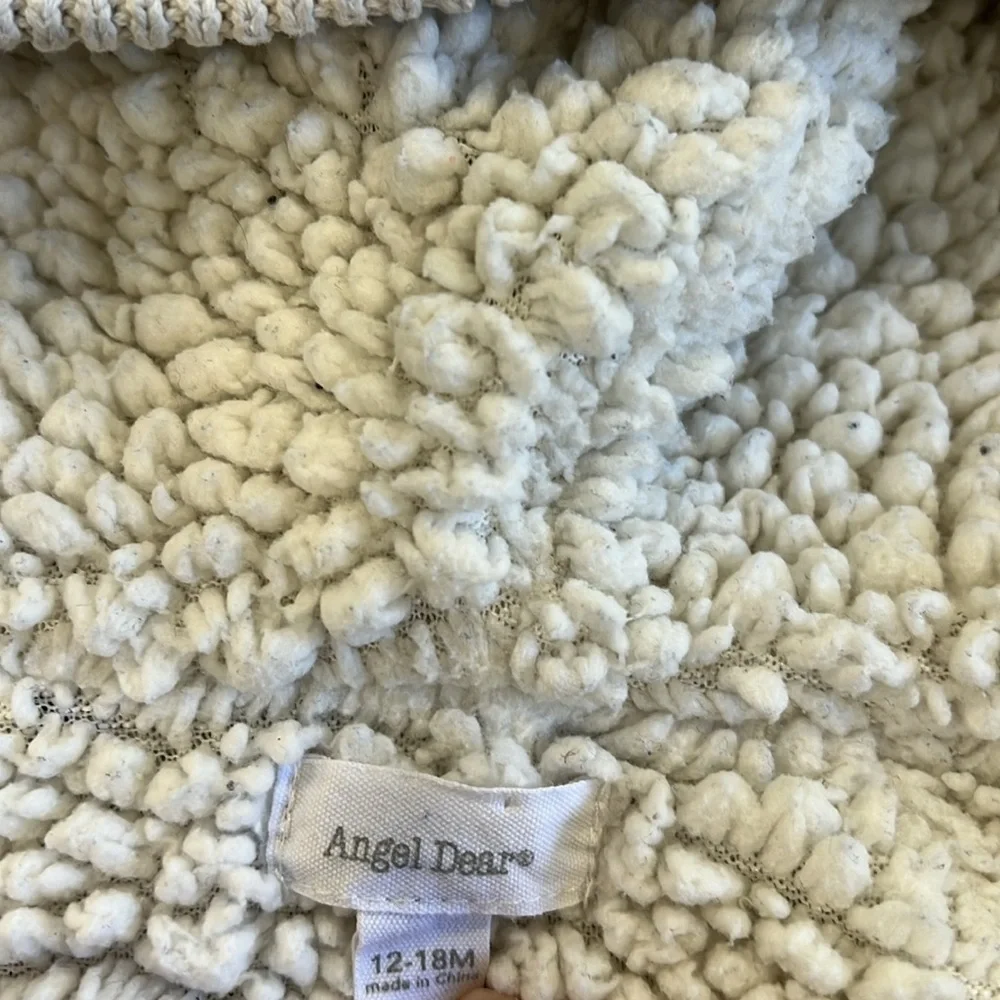 Angel dear Sherpa cable knit tan striped jacket